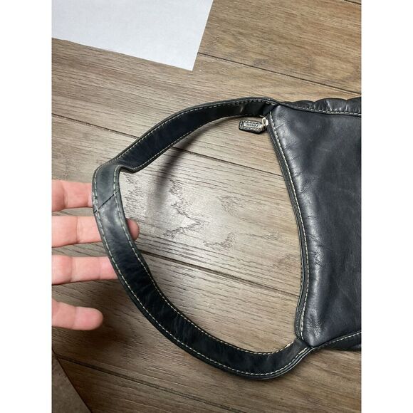 Vtg Y2K Era Fossil Black Leather Shoulder Bag Immaculate Condition - Picture 5 of 7